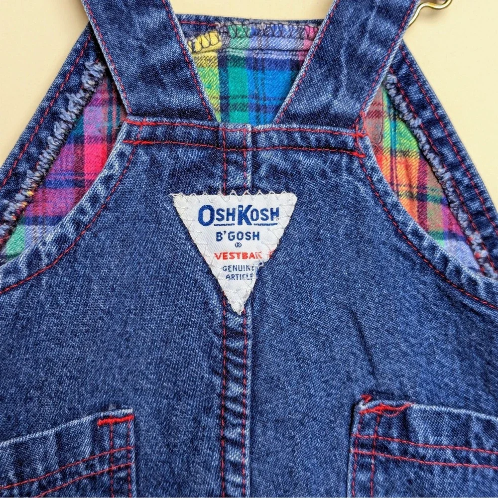 Vintage Osh Kosh Bgosh Rainbow Blanket Lined Bib Overalls 80s Toddler 18 Months
